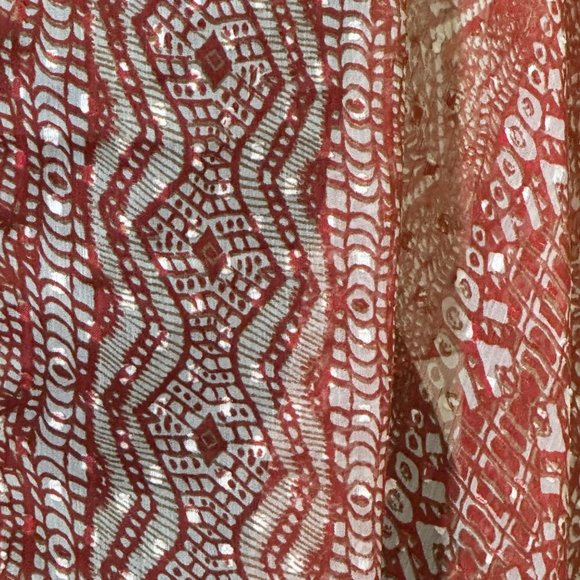 Unbranded Scarf Womens Long Rectangle Brown Aztec Semi Sheer Lightweight - Picture 8 of 11